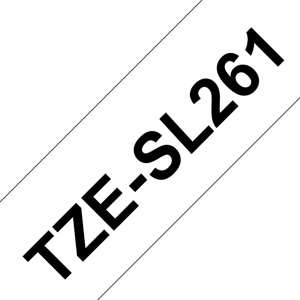 Oryginalna taśma samolaminująca TZe-SL261 firmy Brother – czarny nadruk na białym tle, 36 mm szerokości